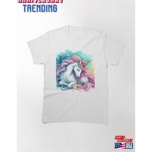 Unicorn With Golden Horn Magical Painting Classic Tshirt